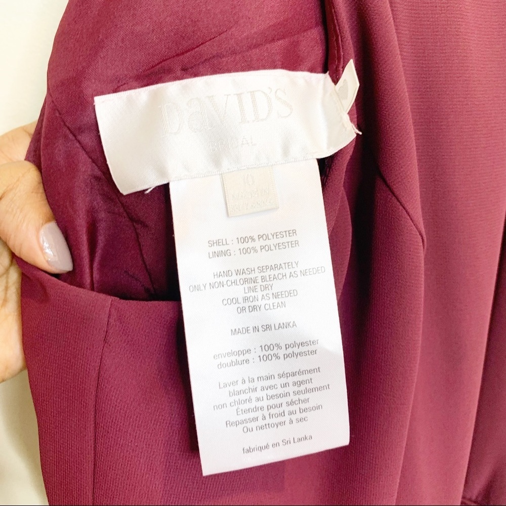 David's Bridal Maroon Spaghetti Strap Dress Size 10 - Picture 4 of 4